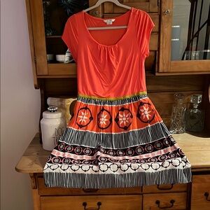 Orange and Black Patterned Dress